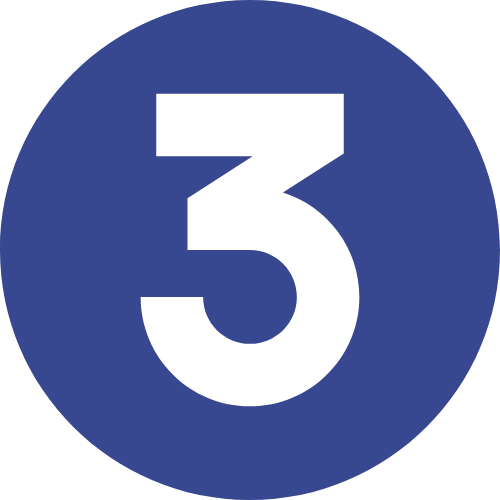 Blauer Kreis mit einer transparenten 3 in der Mitte.